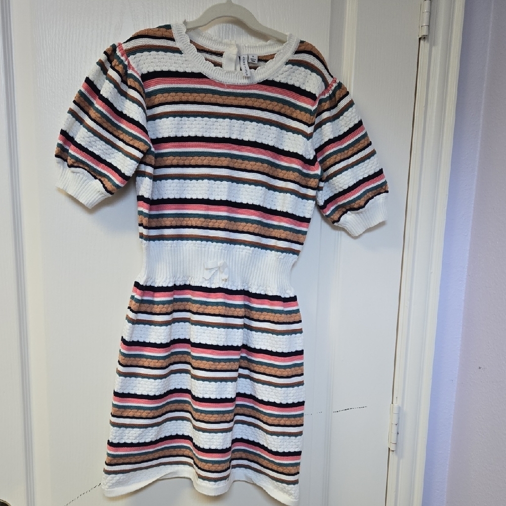 Janie and Jack Colorful Striped Knit Dress Size 12 EUC